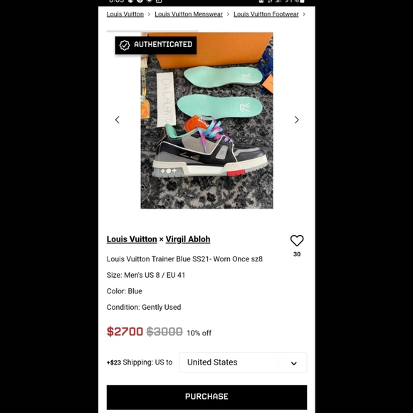 Louie vuitton   Virgil.  Flash $1100 - Picture 9 of 10